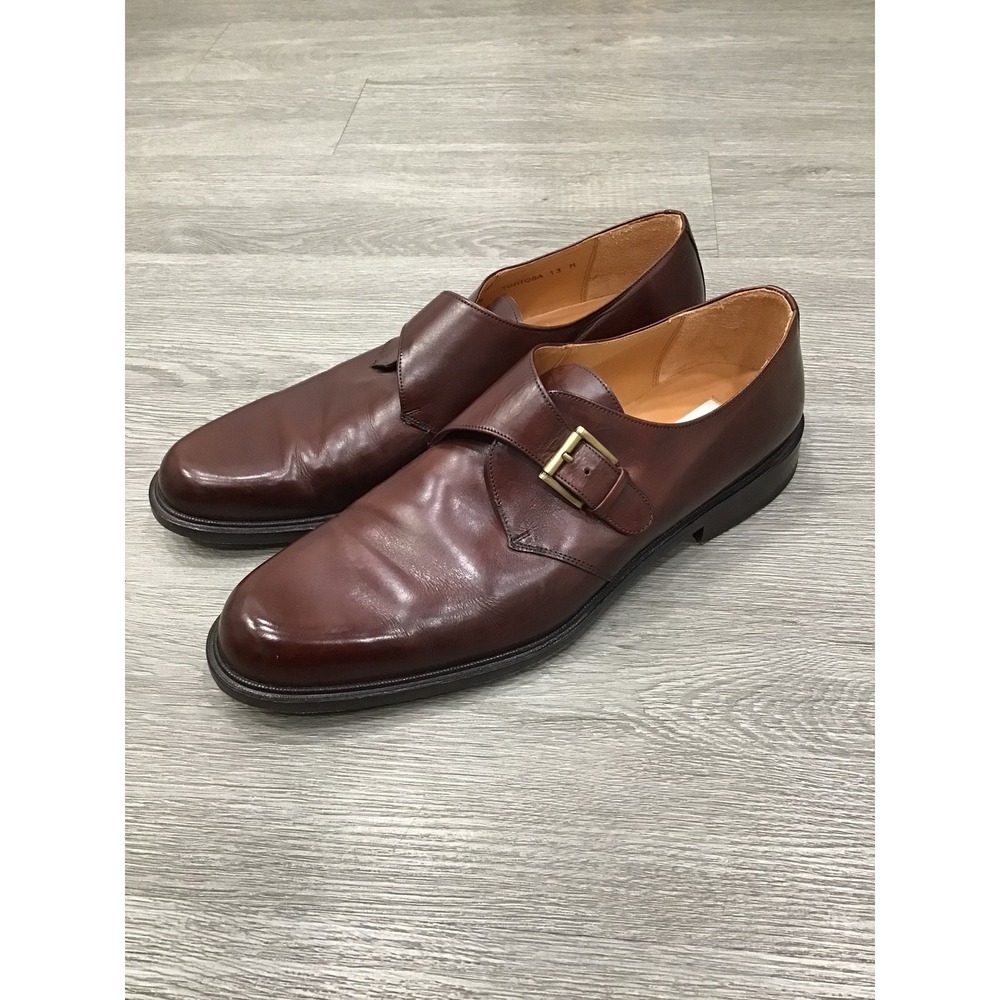 Mezlan Tortosa Mens Red Brown Leather Single Monk Strap Dress Shoes‎ Size 13 M